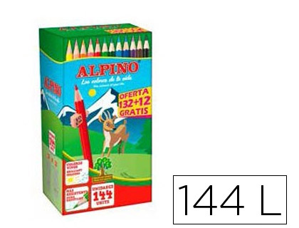 LAPICES DE COLORES ALPINO SCHOOL PACK DE 132 + 12 UNIDADES OBSEQUIO COLORES SURTIDOS